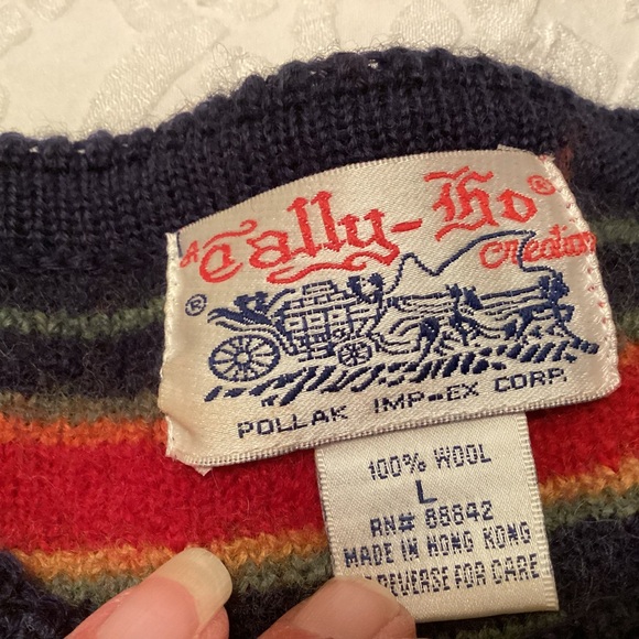 Vintage Tally Ho 100% wool button down cardigan Size L - Picture 4 of 8